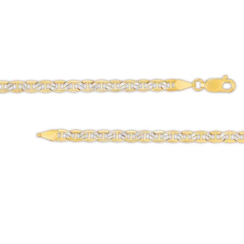 3.4mm Diamond-Cut Pavé Mariner Chain Bracelet in 10K Semi-Solid Gold - 7.5"
