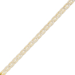 2.5mm Diamond-Cut Pavé Mariner Chain Anklet in 10K Semi-Solid Gold - 10&quot;