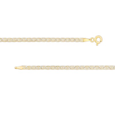 2.5mm Diamond-Cut Pavé Mariner Chain Anklet in 10K Semi-Solid Gold - 10"