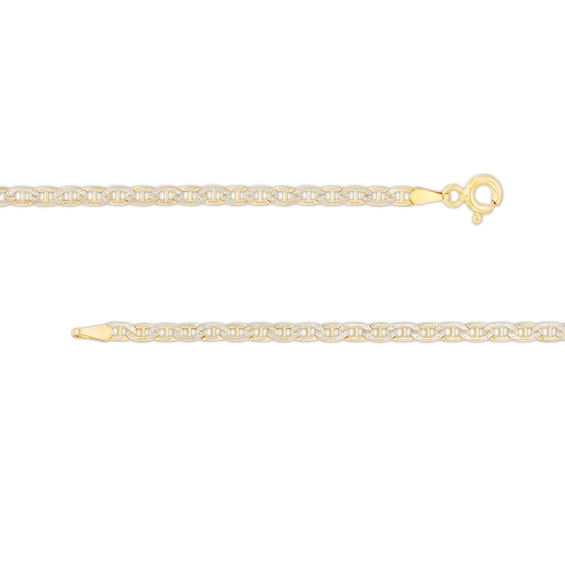 2.5mm Diamond-Cut Pavé Mariner Chain Anklet in 10K Semi-Solid Gold - 10"