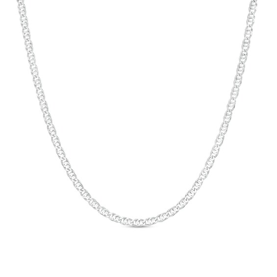 Made in Italy 2.6mm Diamond-Cut Double Mariner Chain Necklace in Solid Sterling Silver -18"