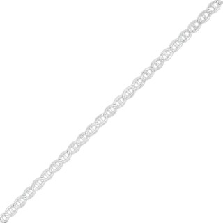 2.7mm Diamond-Cut Pavé Mariner Chain Anklet in Solid Sterling Silver - 10"