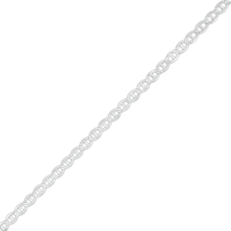 2.7mm Diamond-Cut Pavé Mariner Chain Anklet in Solid Sterling Silver - 10"