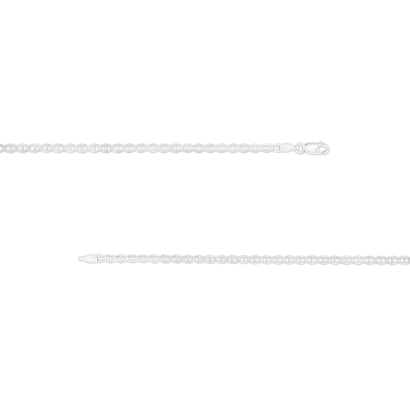 2.7mm Diamond-Cut Pavé Mariner Chain Anklet in Solid Sterling Silver - 10"