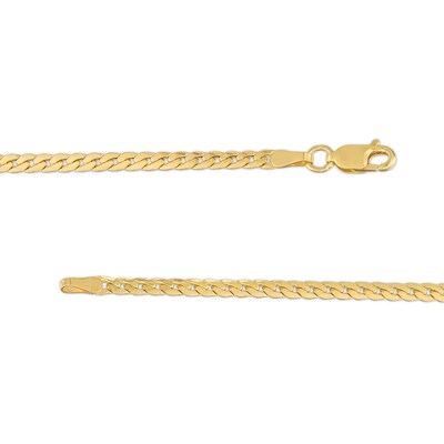 10K Hollow Gold Oval Tight Curb Chain Bracelet - 7.5"