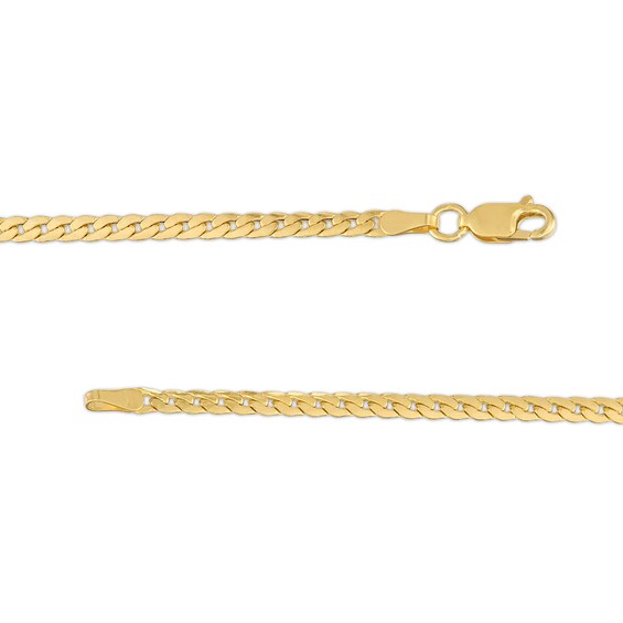 10K Hollow Gold Oval Tight Curb Chain Bracelet - 7.5"