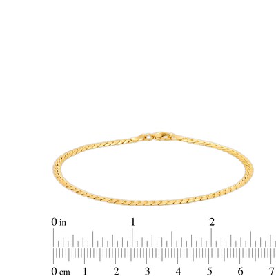 10K Hollow Gold Oval Tight Curb Chain Bracelet - 7.5"