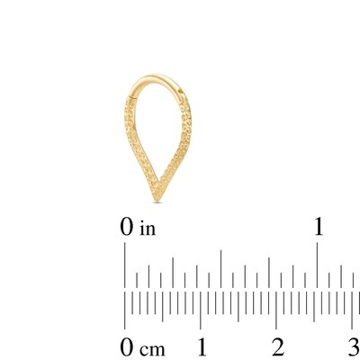 14K Gold Textured Teardrop Hoop - 16G 3/8"