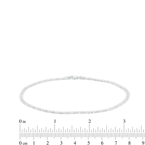 Made in Italy 2.4mm Diamond-Cut Flat Mariner Chain Anklet in Solid Sterling Silver - 10"