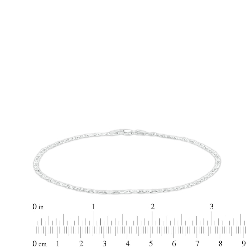 Made in Italy 2.4mm Diamond-Cut Flat Mariner Chain Anklet in Solid Sterling Silver - 10"