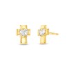Thumbnail Image 1 of 10K Semi-Solid Gold Heart Center Cross Two-Tone Studs