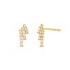 Thumbnail Image 0 of Cubic Zirconia Pink and Clear Pavé Three Row Stud Earrings in 10K Solid Gold