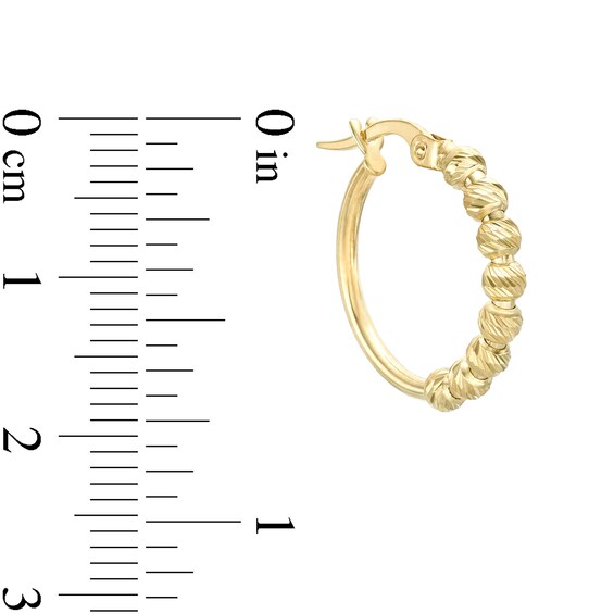 Diamond-Cut Beaded Hoop Earrings in 10K Hollow Gold