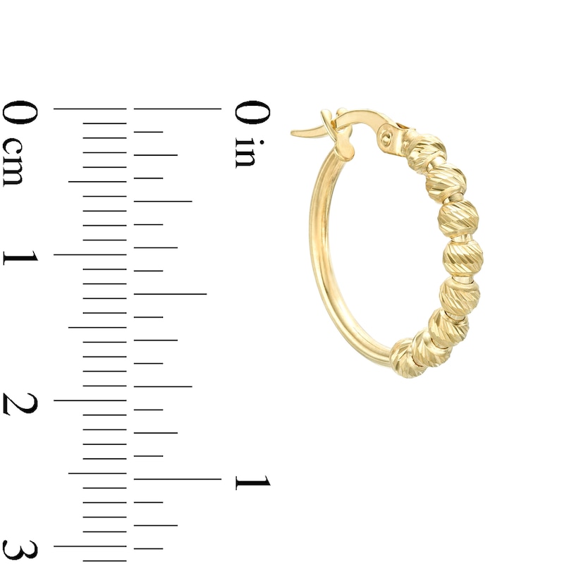 Diamond-Cut Beaded Hoop Earrings in 10K Hollow Gold