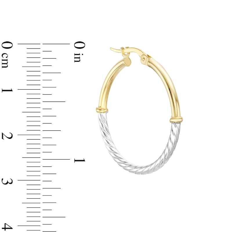 Half Rope Twist Hoop Earrings in 10K Hollow Two-Toned Gold