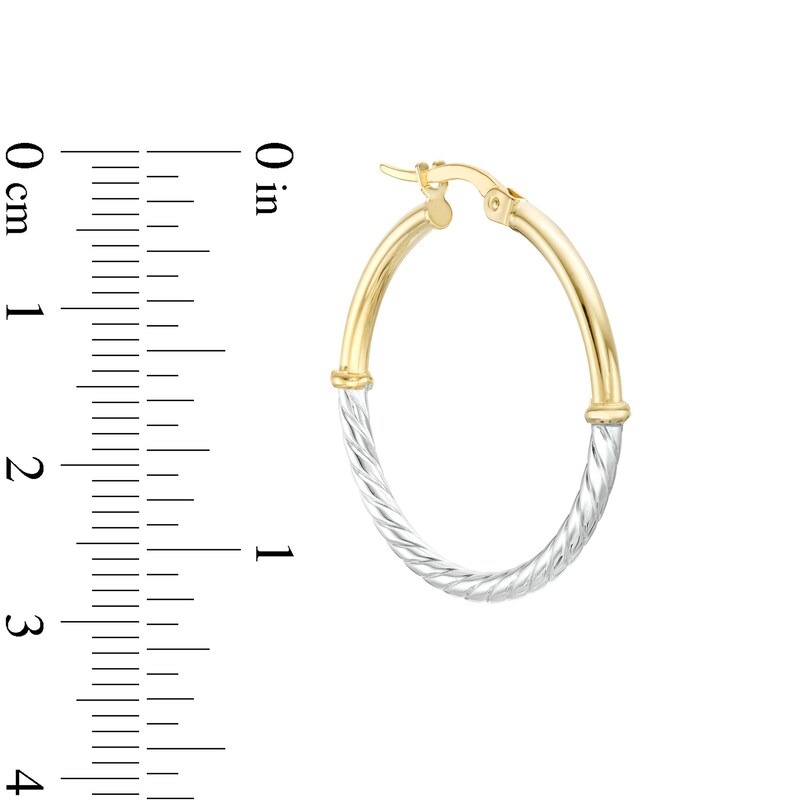 Half Rope Twist Hoop Earrings in 10K Hollow Two-Toned Gold