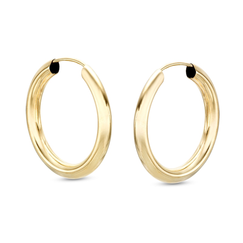 15mm Continuous Hoop Earrings in 14K Hollow Gold