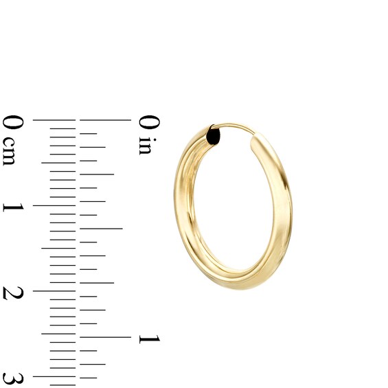 15mm Continuous Hoop Earrings in 14K Hollow Gold