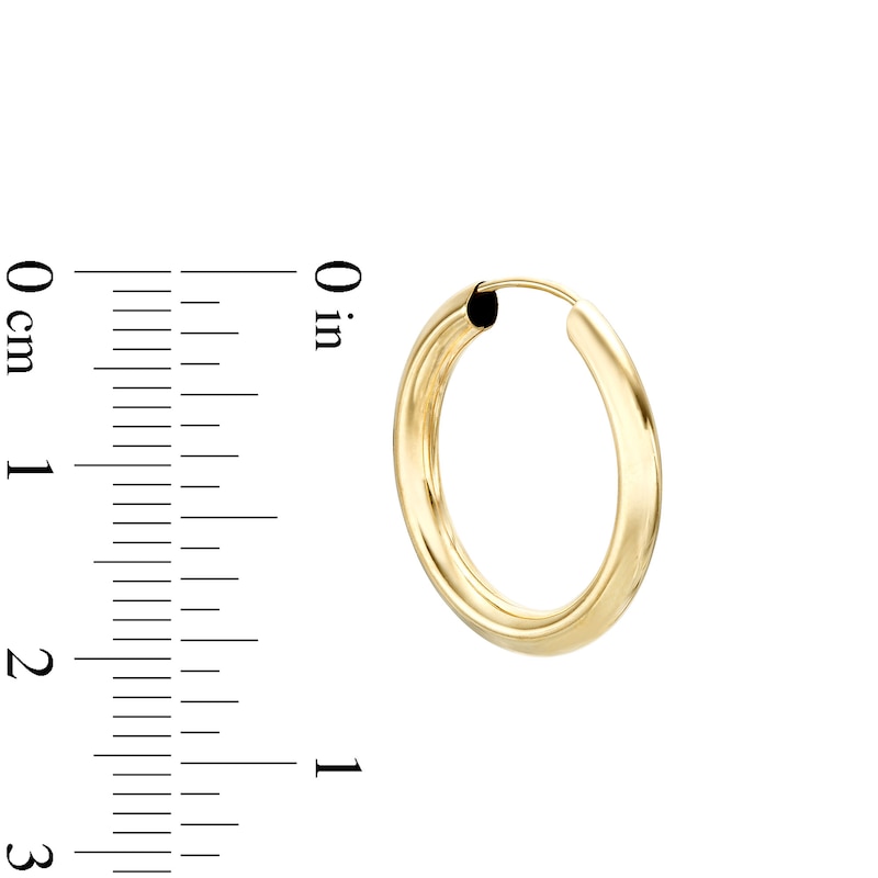 15mm Continuous Hoop Earrings in 14K Hollow Gold