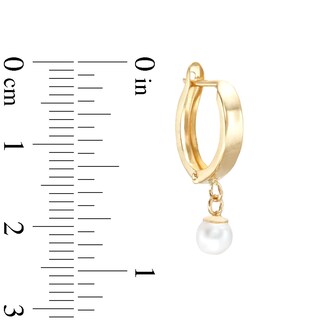 Freshwater Cultured Pearl Drop Huggie Hoop Earrings in 10K Solid Gold