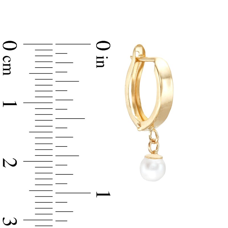 Cultured Freshwater Pearl Drop Huggie Hoop Earrings in 10K Solid Gold