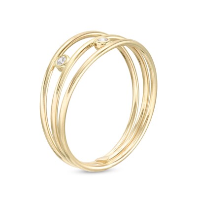 Cubic Zirconia Triple Stack Ring in 10K Gold