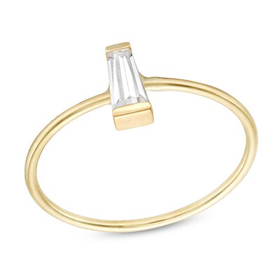 10K Gold CZ Tapered Ring - Size 7
