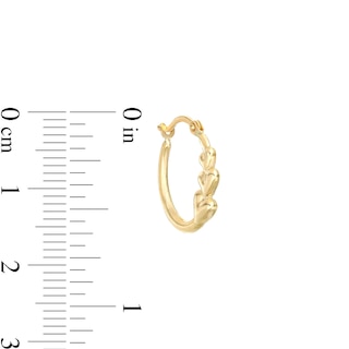 Three Heart Hoop Earrings in 10K Hollow Gold