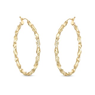 40mm Double Twist Hoop Earrings in 10K Solid Gold