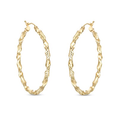 40mm Double Twist Hoop Earrings in 10K Solid Gold