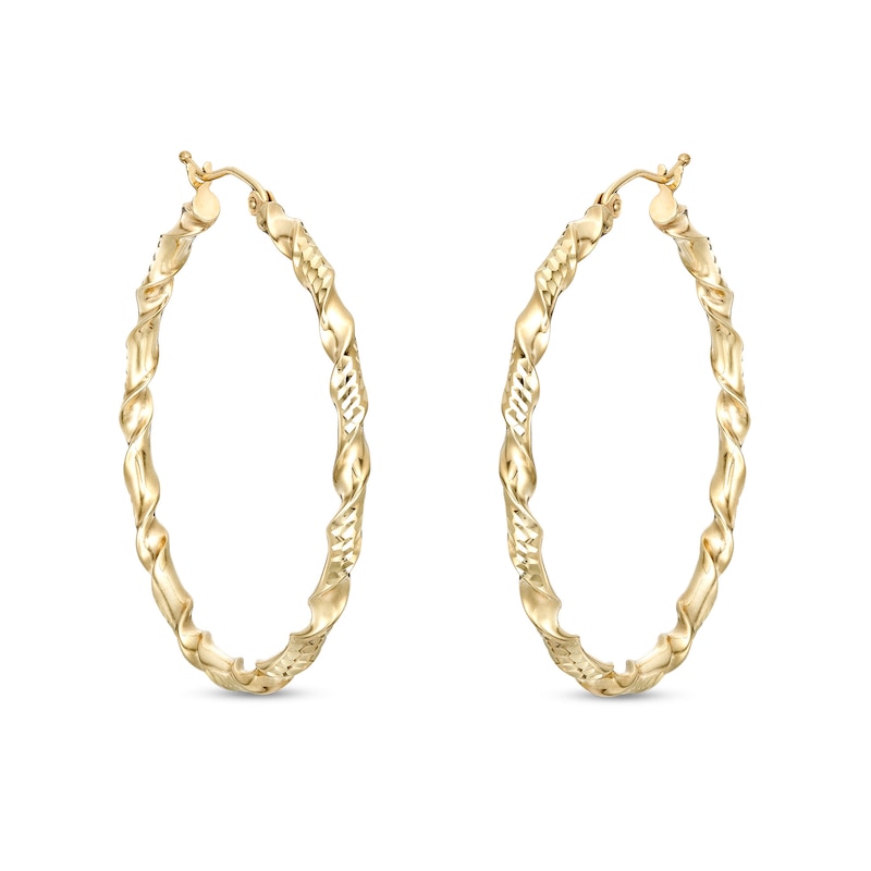 40mm Double Twist Hoop Earrings in 10K Solid Gold