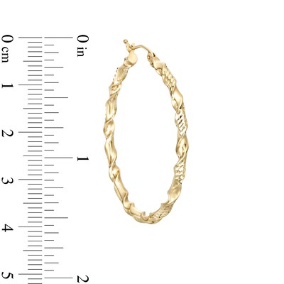40mm Double Twist Hoop Earrings in 10K Solid Gold