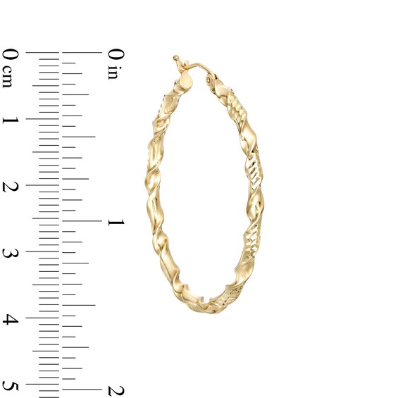 40mm Double Twist Hoop Earrings in 10K Solid Gold