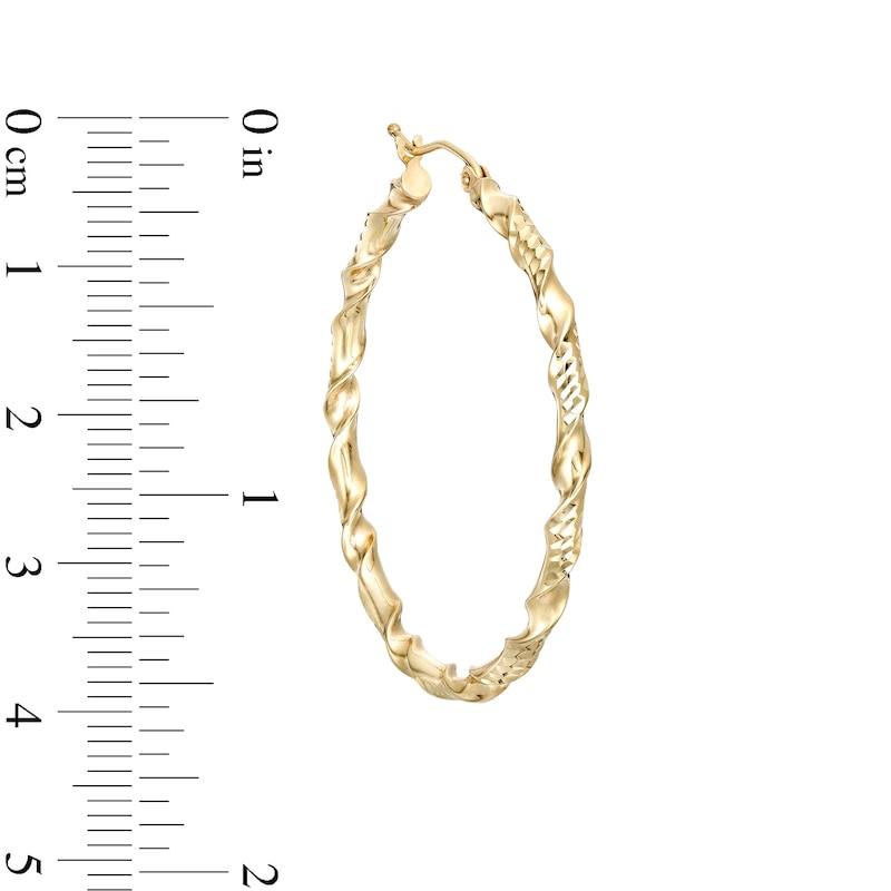 Main Image 2 of 40mm Double Twist Hoop Earrings in 10K Solid Gold