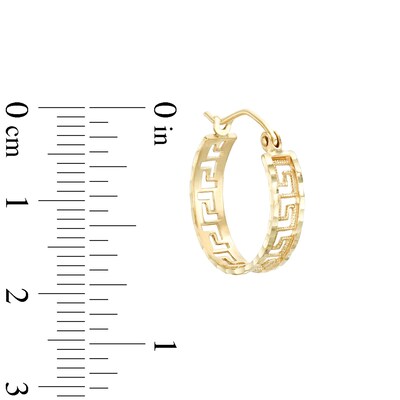 Diamond-Cut Greek Key Hoop Earrings in 10K Gold