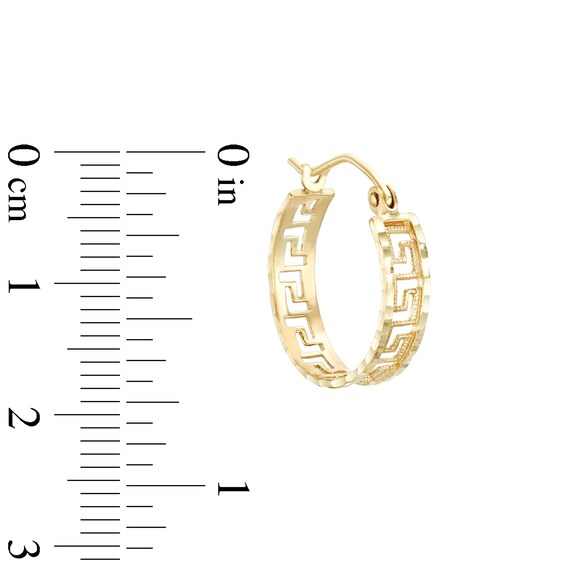 Diamond-Cut Greek Key Hoop Earrings in 10K Gold