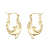 Dolphin Hoop Earrings in 10K Hollow Gold