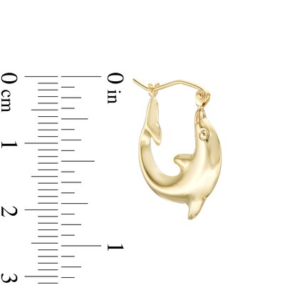 Dolphin Hoop Earrings in 10K Hollow Gold