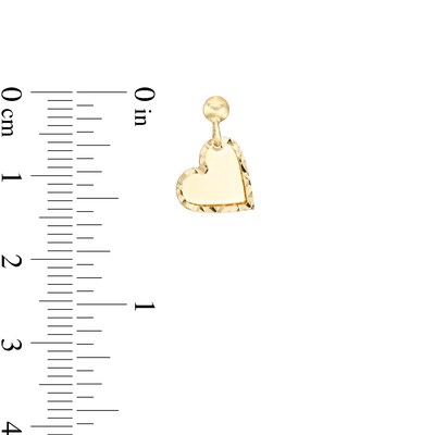 Diamond-Cut Heart Dangle Earrings in 10K Solid Gold