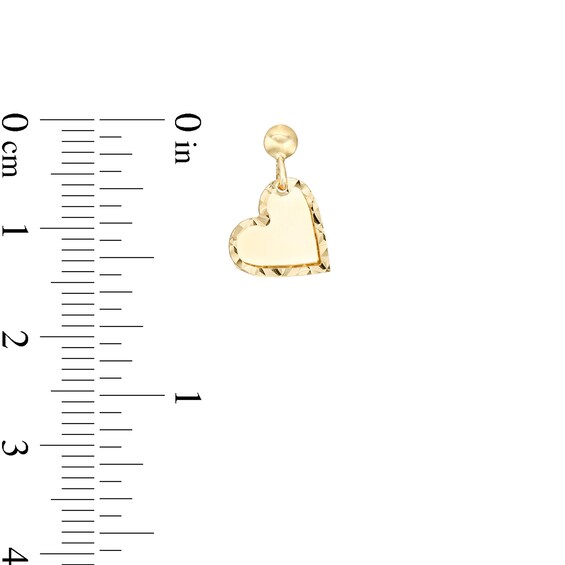Diamond-Cut Heart Dangle Earrings in 10K Solid Gold