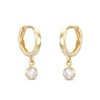Thumbnail Image 1 of Cubic Zirconia Bezel Drop Huggie Hoop Earrings in 10K Gold