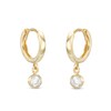 Thumbnail Image 0 of Cubic Zirconia Bezel Drop Huggie Hoop Earrings in 10K Gold