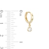 Cubic Zirconia Bezel Drop Huggie Hoop Earrings in 10K Gold