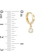Thumbnail Image 2 of Cubic Zirconia Bezel Drop Huggie Hoop Earrings in 10K Gold