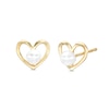 Cultured Freshwater Pearl Center Heart Earrings in 10K Hollow Gold