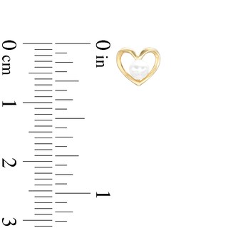 Freshwater Cultured Pearl Center Heart Earrings in 10K Hollow Gold