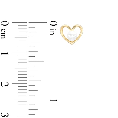 Freshwater Cultured Pearl Center Heart Earrings in 10K Hollow Gold