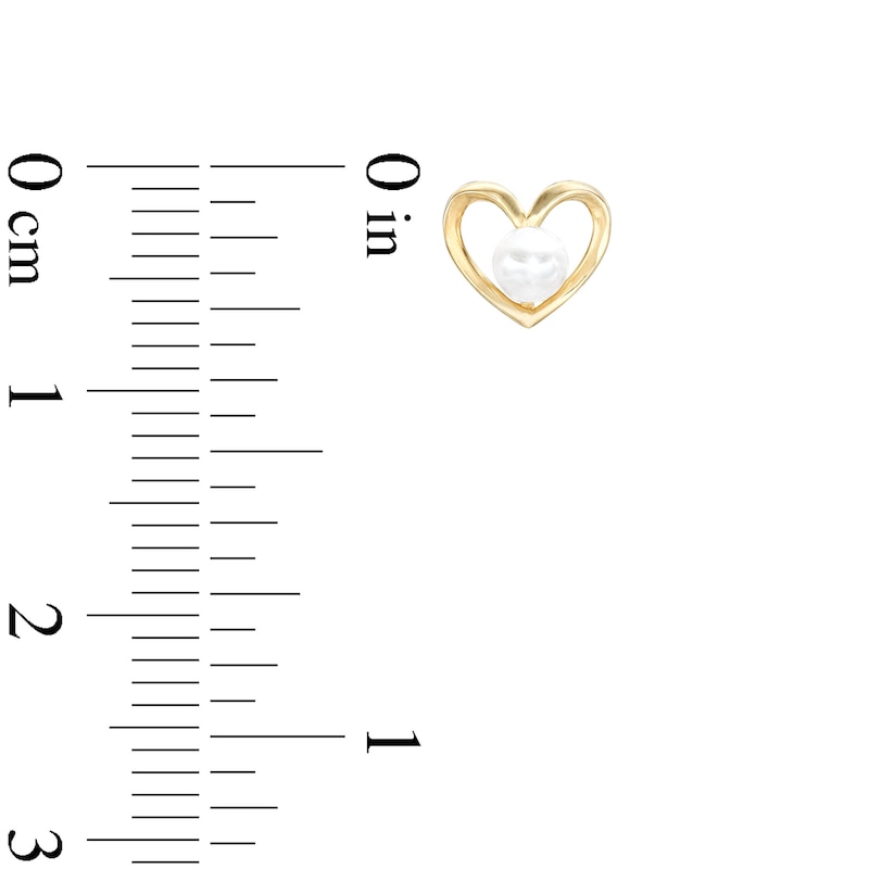 Main Image 2 of Freshwater Cultured Pearl Center Heart Earrings in 10K Hollow Gold