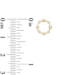 Cubic Zirconia Beaded Circle Stud Earrings in 10K Gold