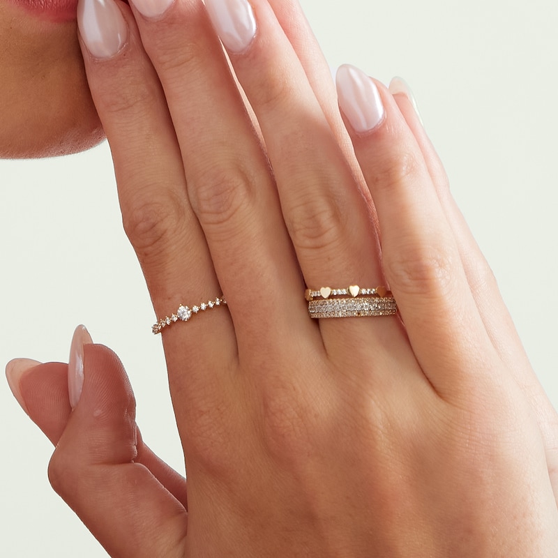 Main Image 2 of 10K Gold CZ Multi-Heart Band Ring - Size 7